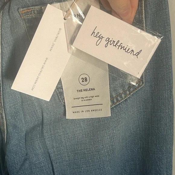 New GRLFRND The Helena Straight Leg Medium Wash Blue Distressed Ankle Denim Jean - Picture 10 of 11